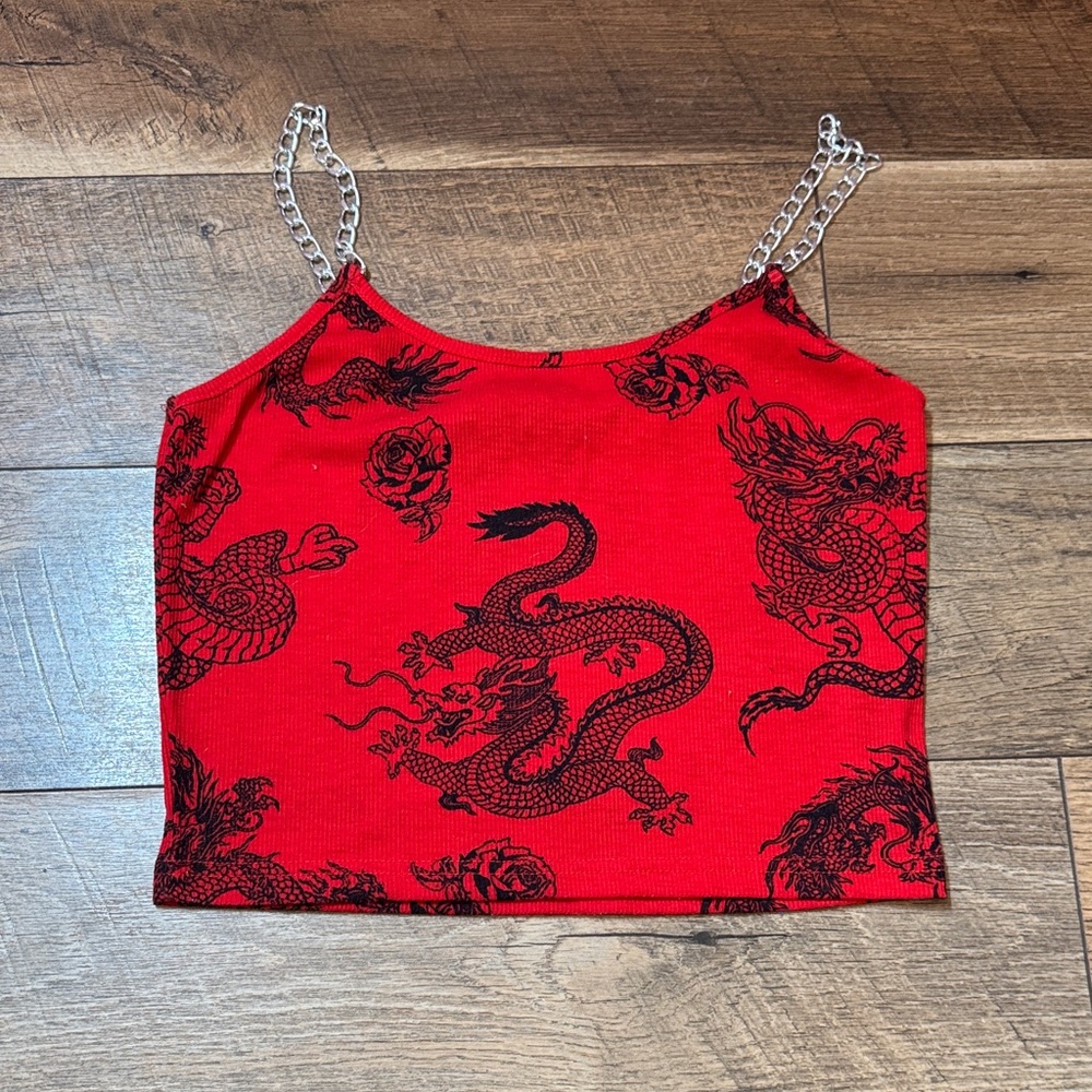 Red Dragon Print Women's Top